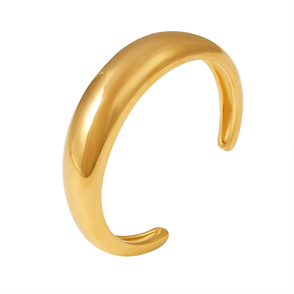 Kaze Classic C-Shape Open Bangle | 18K Gold Adjustable Fashion Bracelet in Gold &amp; Silver