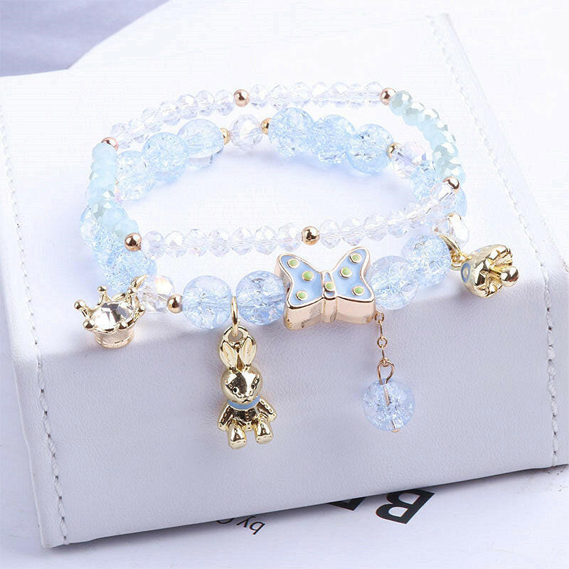 Kaze Handmade Crystal Bead Bracelet | Colourful Elegant Bracelet in Peach, Blue, Purple &amp; Multicolour Blue