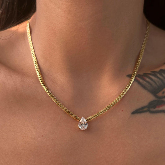 Kaze Vintage 18K Gold O-Ring Drop Chain Necklace | Titanium Steel Pendant Necklace