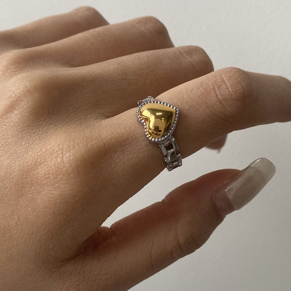 Kaze Heart-Shaped Titanium Steel Ring Collection | 18K Gold-Plated Heart Ring in 2 Styles &amp; 3 Sizes