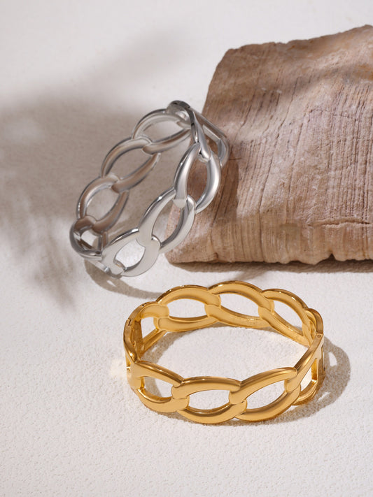 Kaze Interlocking Design Bracelet | 18K Gold Unique Chain Bracelet in Gold &amp; Silver