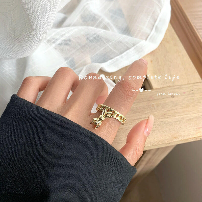 Kaze Animal Zodiac Adjustable Ring | Gold-Plated Brass Zodiac Ring for Women
