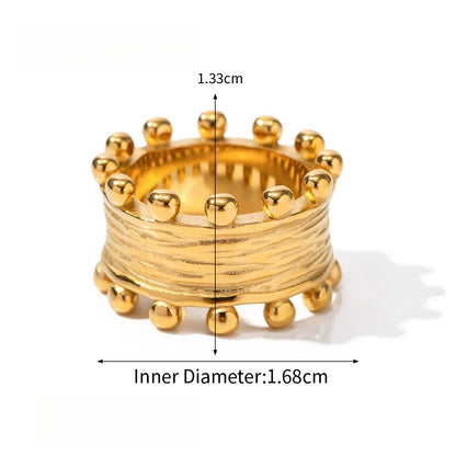 Kaze Maple Leaf Titanium Steel Ring | 18K Gold Nature-Inspired Ring in Sizes 6, 7 &amp; 8 US Ring E