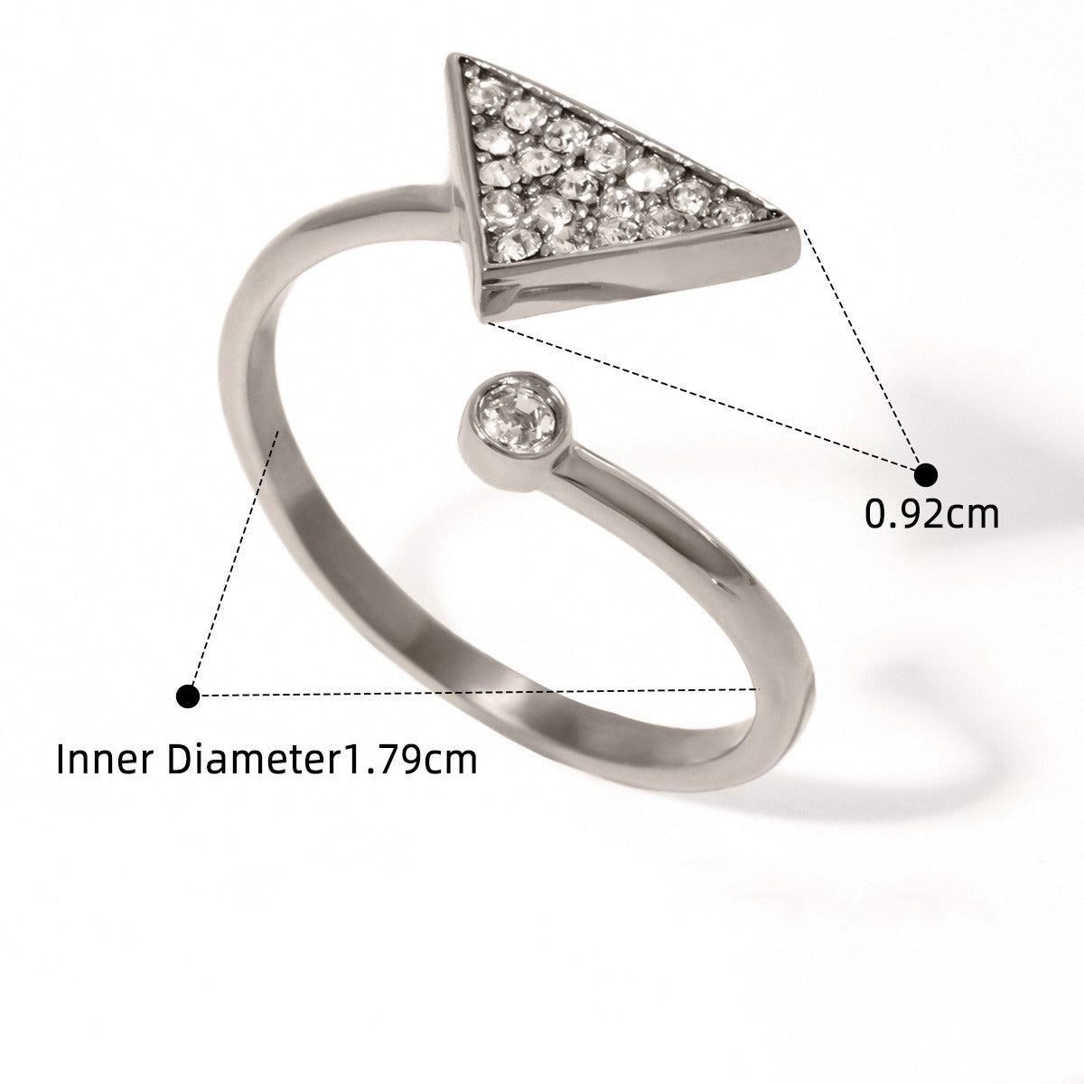 Kaze Personalised Triangular Diamond Ring | 18K Gold Statement Ring in Gold &amp; Silver Silver Adjustable