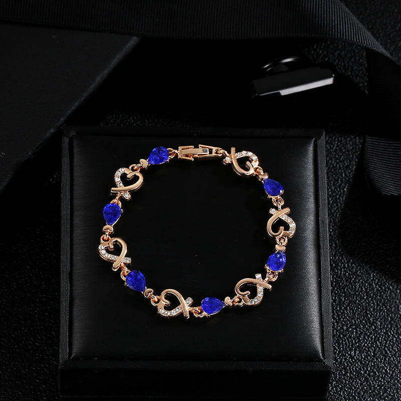 Kaze Hollow Love Rhinestone Heart Bracelet | Copper Adjustable Romantic Bracelet in 6 Styles