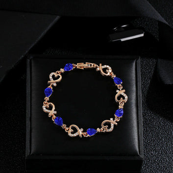 Kaze Hollow Love Rhinestone Heart Bracelet | Copper Adjustable Romantic Bracelet in 6 Styles