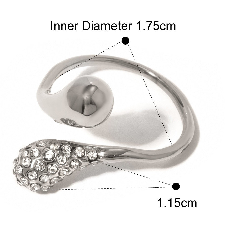 Kaze Stylish Teardrop Diamond Adjustable Ring | 18K Gold Elegant Ring in Gold &amp; Silver Silver