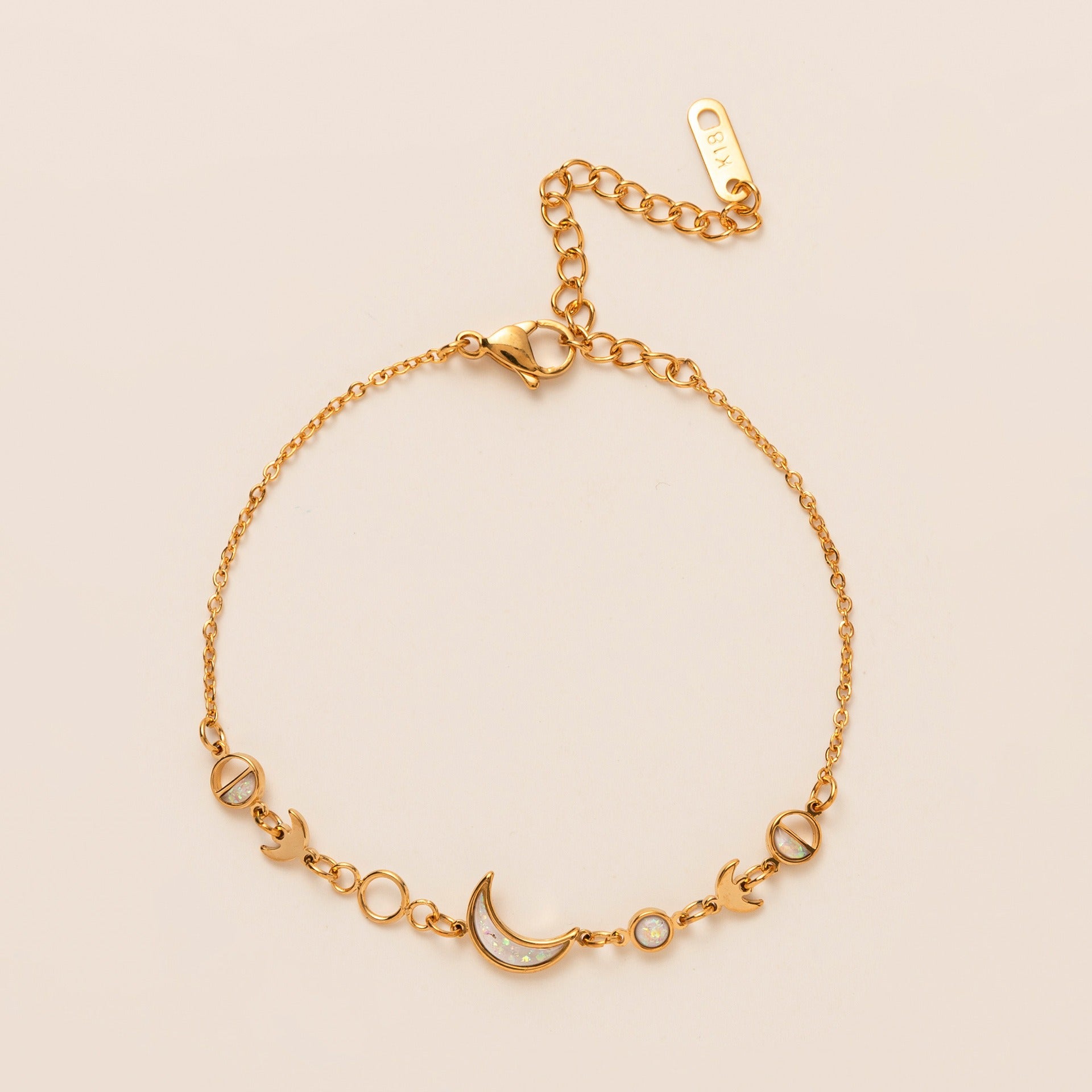 Kaze 18K Gold-Plated Silver Moon and Crescent Bracelet | Celestial Bracelet in Gold &amp; Silver Gold