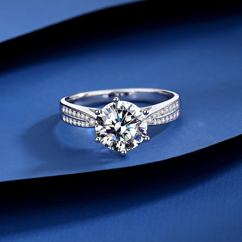 Kaze S925 2-Carat Moissanite Ring | D-Color Sterling Silver Ring in Sizes 5–9 US