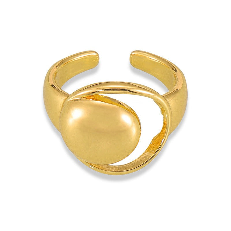 Kaze Geometric Hollow Hip-Hop Style Ring | 18K Gold Stainless Steel Adjustable Statement Ring Adjustable
