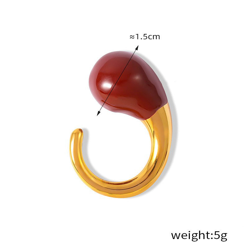 Kaze Trendy Personalized Teardrop-Shaped Ring | 18K Gold Ring in Red &amp; Black Gold &amp; Silver Red Gold Adjustable