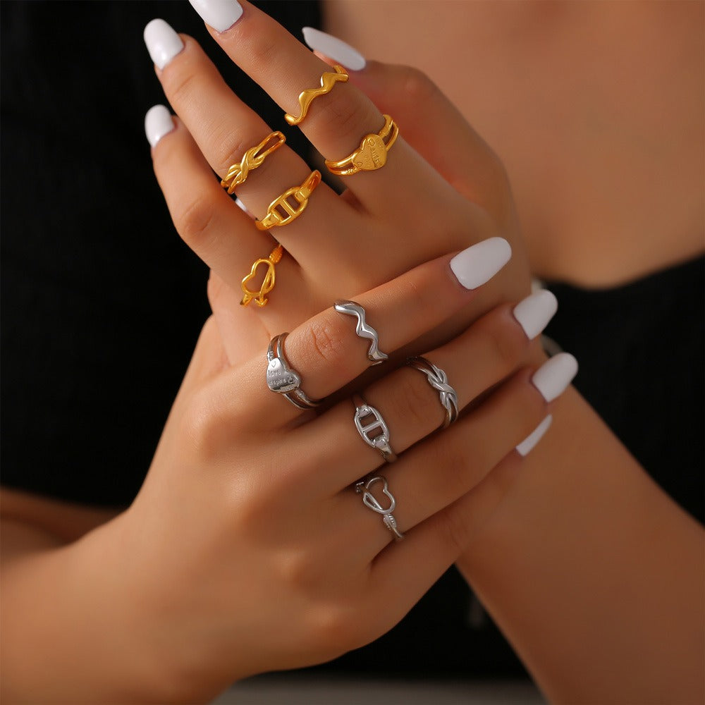 Kaze Simple Geometric Versatile Ring | 18K Gold PVD Stainless Steel Ring in 10 Styles
