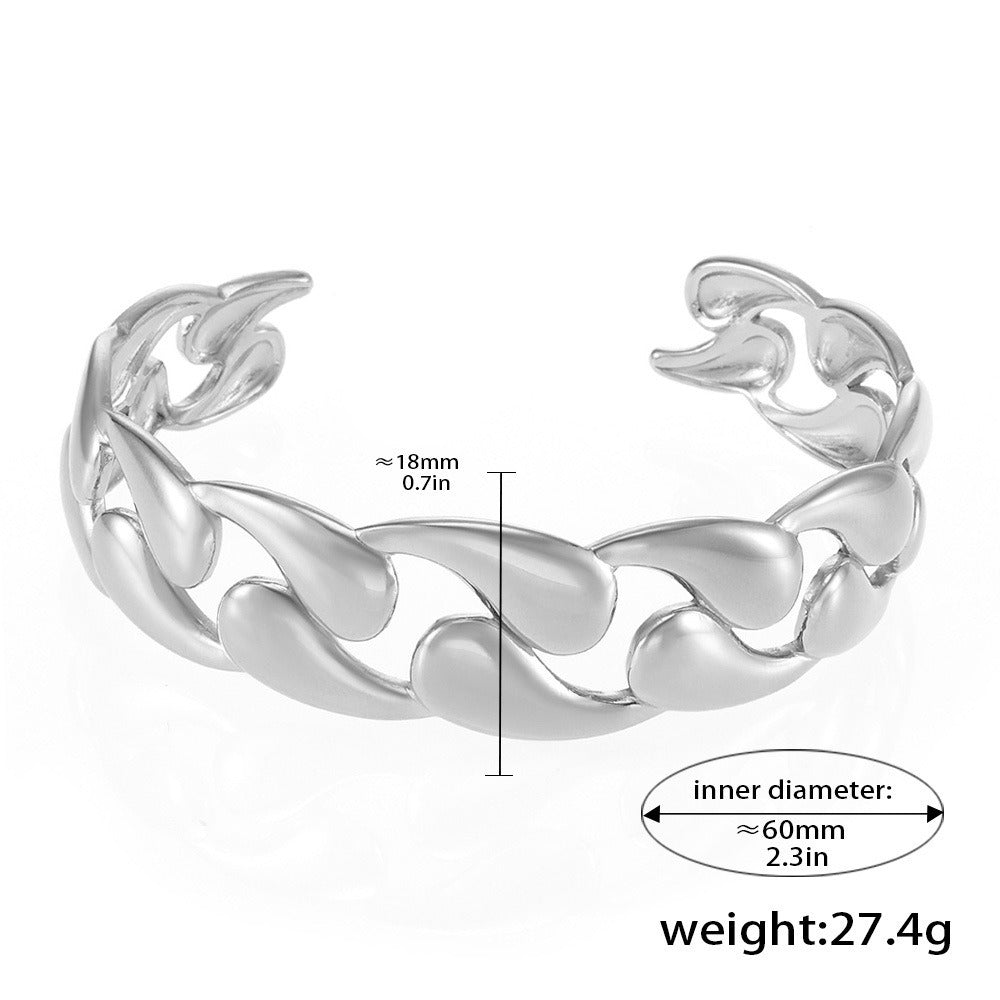 Kaze Geometric Hollow Design Bracelet | 18K Gold Statement Bangle — 12 Style Variants