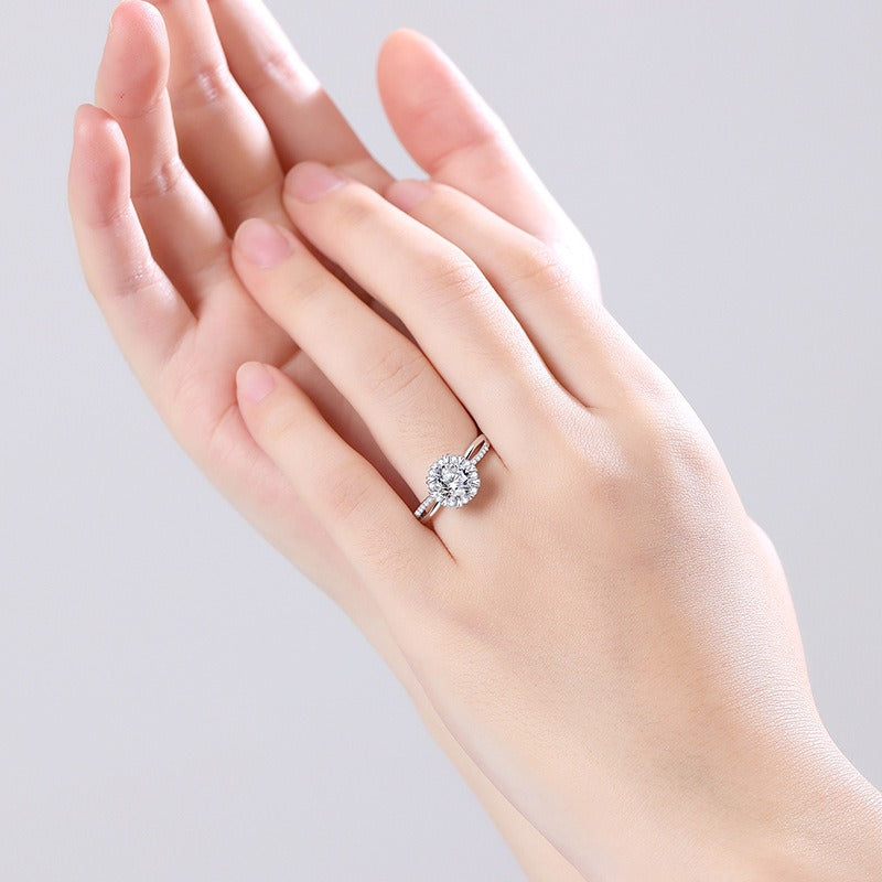 Kaze S925 Snowflake Moissanite Ring | D-Color Sterling Silver Snowflake Ring Sizes 5–9 US