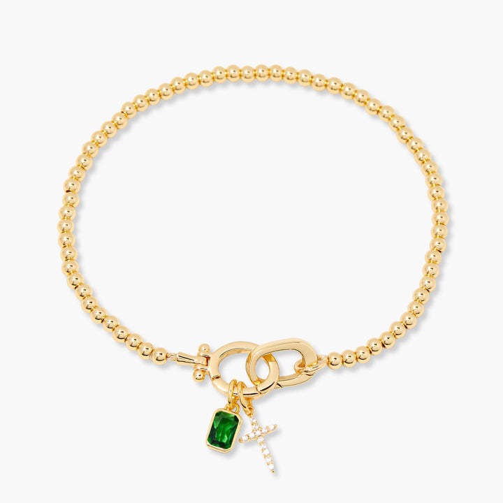 Kaze Moonstone Heart Knot Birthstone Bracelet | 18K Gold Personalised Bracelet April