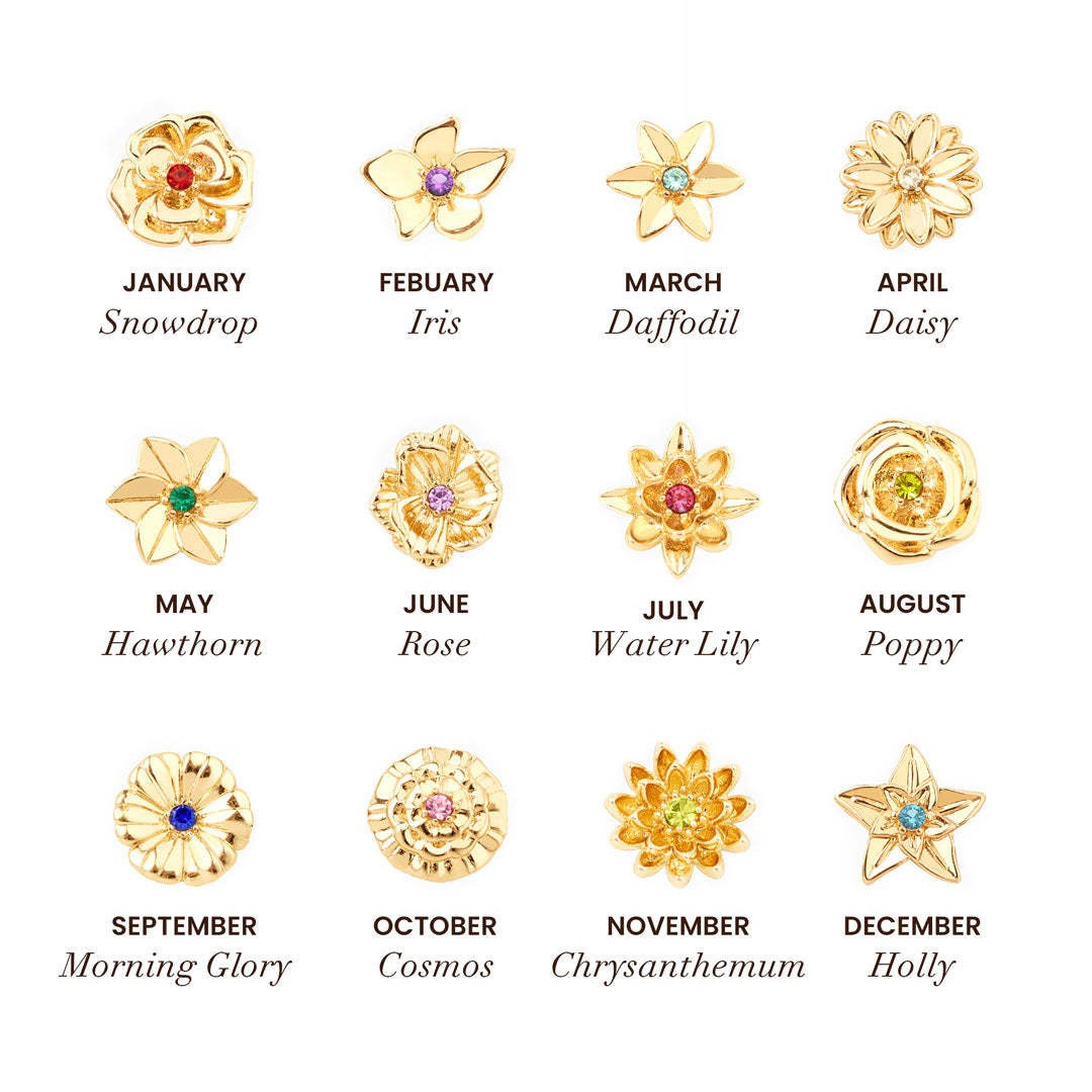 Kaze 18K Gold Birth Month Flower Bracelet | Personalised Floral Bracelet in All 12 Months