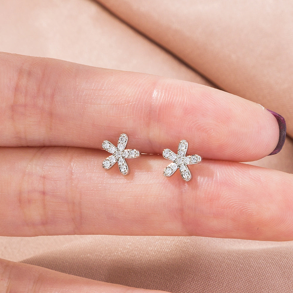 Kaze Elegant V-Shaped Diamond Mini Earrings | Geometric Sparkling Stud Earrings for Women