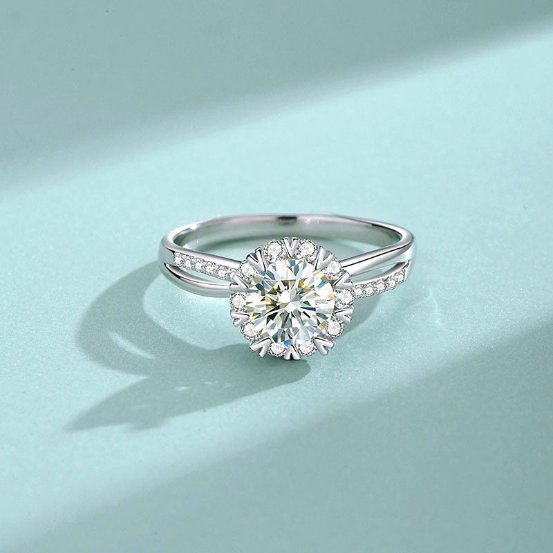 Kaze S925 Snowflake Moissanite Ring | D-Color Sterling Silver Snowflake Ring Sizes 5–9 US