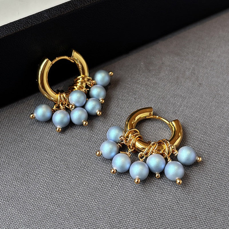 Kaze Iridescent Blue Pearl Jewellery Set | Freshwater Pearl Necklace, Bracelet &amp; Earrings Pearl Stud Earrings