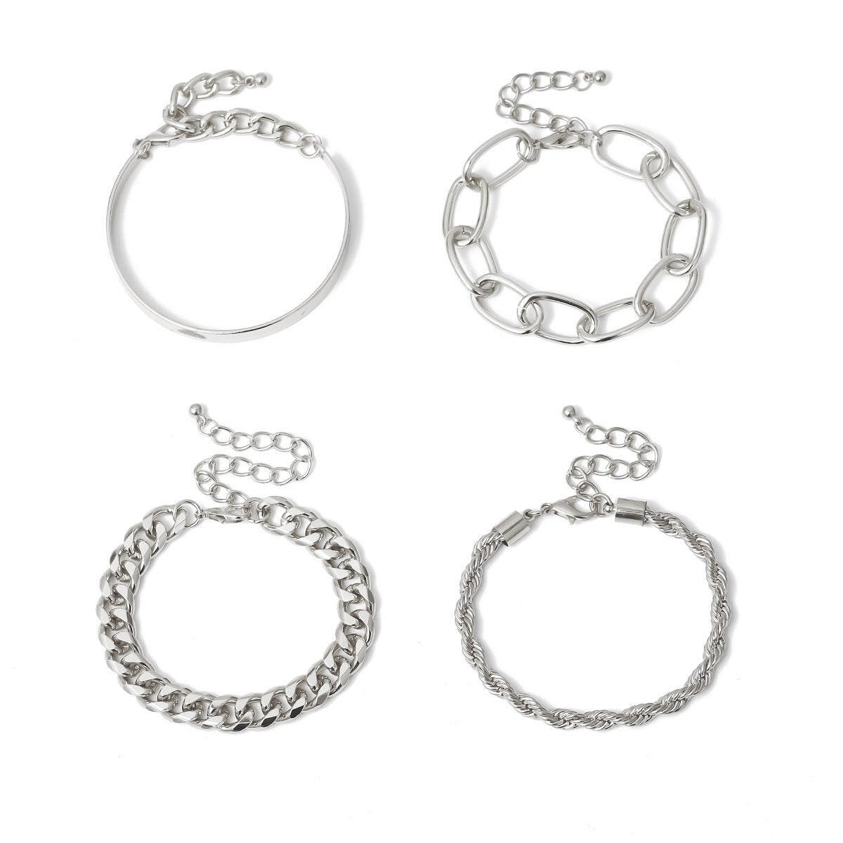 Kaze C-Shape Mixed Twist Chain Bangle | 18K Gold S925 Silver Open Bracelet in Gold &amp; Silver Silver