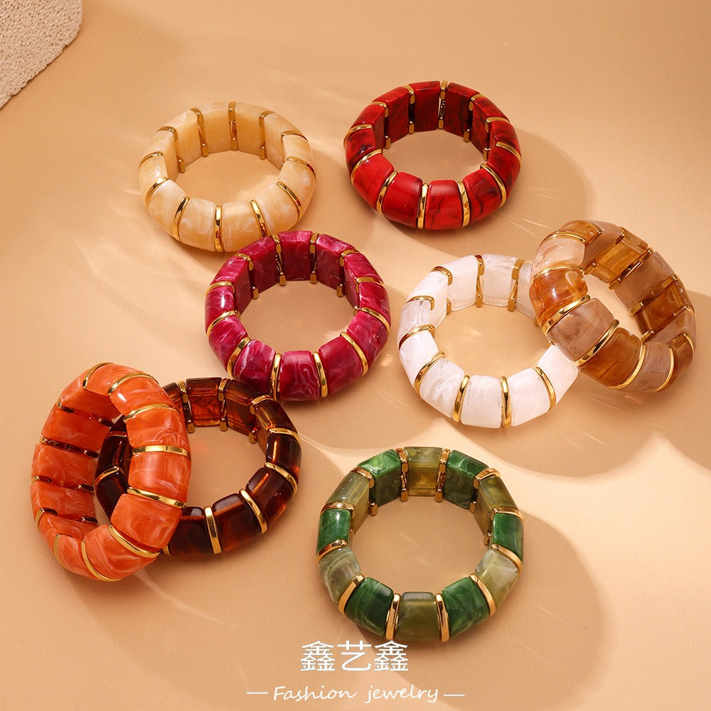 Kaze 18K Gold Luxury Resin Elastic Cord Bracelet | Premium Resin Bracelet in 10 Colours