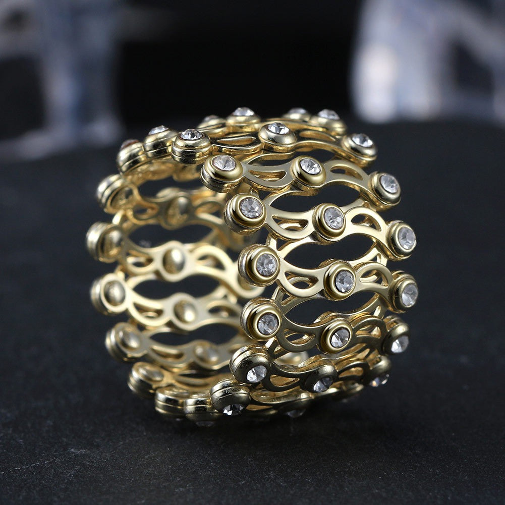 Kaze Retractable Diamond Bracelet and Ring Set | 18K Gold &amp; S925 Silver Luxury Transforming Set
