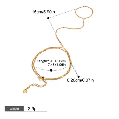 Kaze 18K Gold Geometric Hollow Pearl Earrings, Bracelet and Necklace Set | 7-Piece Contemporary Pearl Jewellery Style G-Bracelet-02