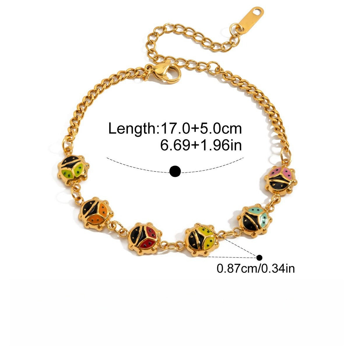 Kaze Ladybug Necklace &amp; Bracelet Set | 18K Gold Classic Ladybug Jewellery Set Bracelet C 14