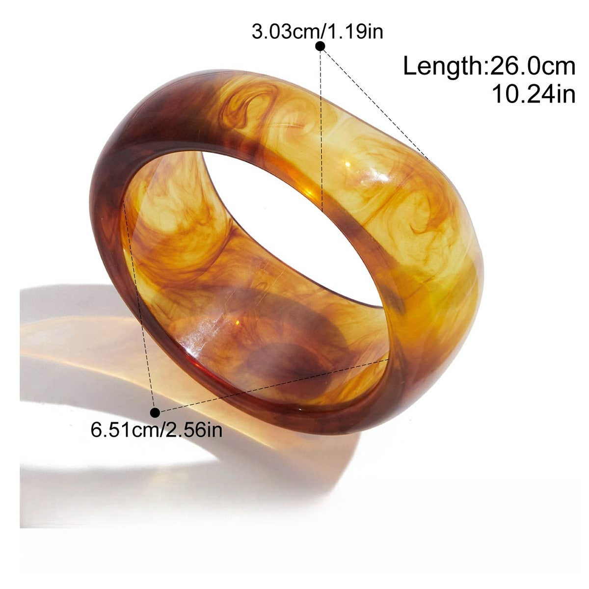 Kaze High-End Resin Bracelet | Light Luxury Resin Bangle in Jade White &amp; Amber Amber resin bracelet