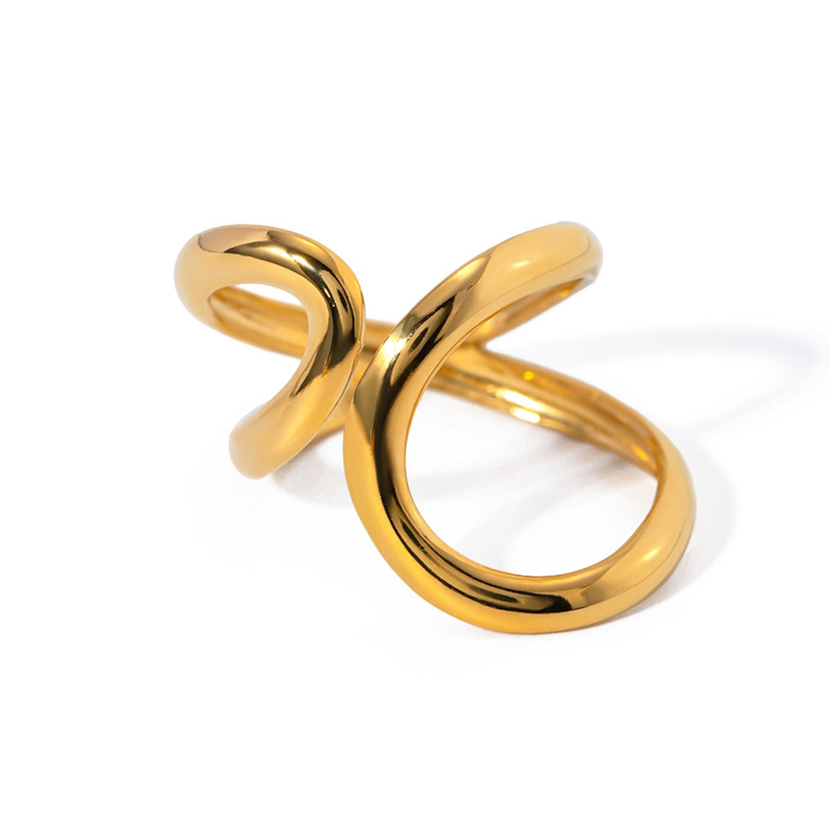 Kaze Unique Geometric Line Design Ring | 18K Gold Minimalist Adjustable Open Ring Adjustable