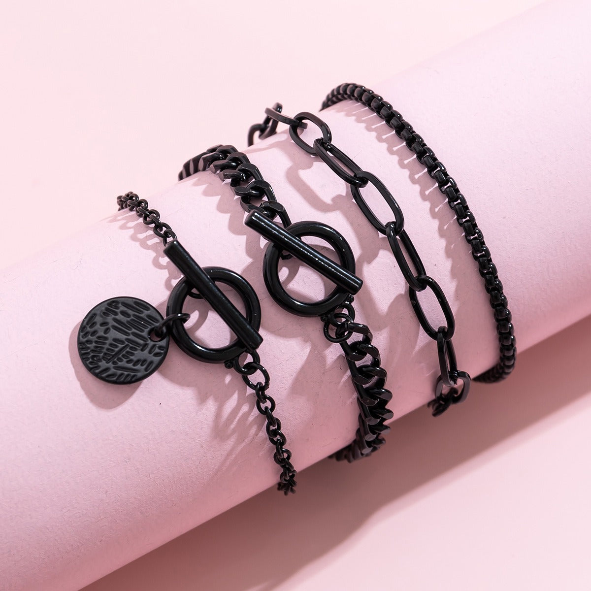 Kaze Halloween Black Coin Charm Bracelet | Gothic Statement Bracelet