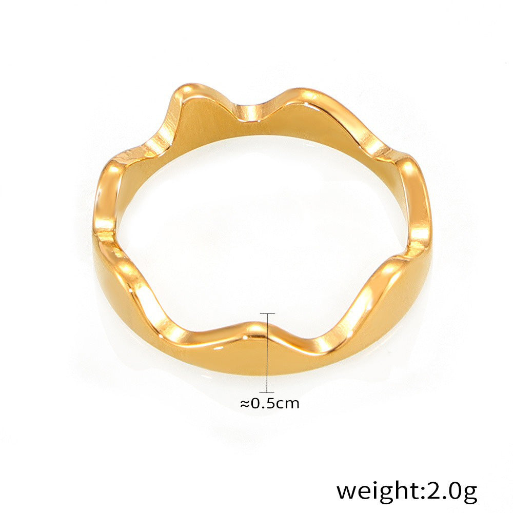Kaze Wave and Crown Accent Ring | 18K Gold Trendy Ring in Gold &amp; Silver Sizes 6–8 Gold