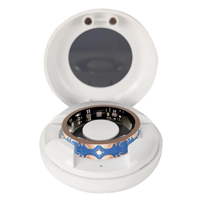 Kaze Enamel Smart Ring | Titanium Steel Health-Tracking Ring in White &amp; Pink Sizes 7–10 US Blue