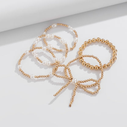 Kaze 18K Gold Bow Pearl Beaded Bracelet | Baroque Pearl Bracelet in 9 Style Variants