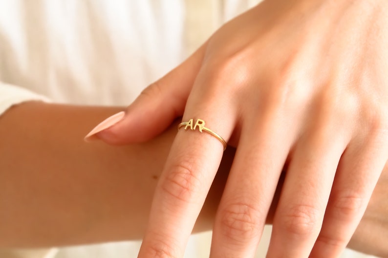 Kaze Customized Initial Open Ring | Personalised Engraved Ring in Silver, Gold &amp; Rose Gold