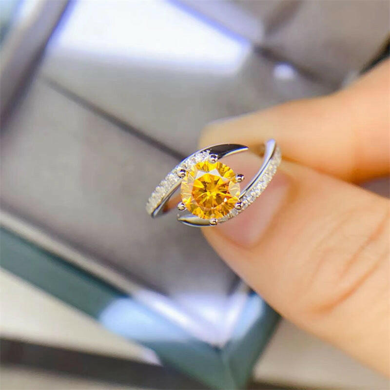 Kaze Yellow Moissanite Statement Ring | D-Color VVS1 Luxury Ring Sizes 9–20