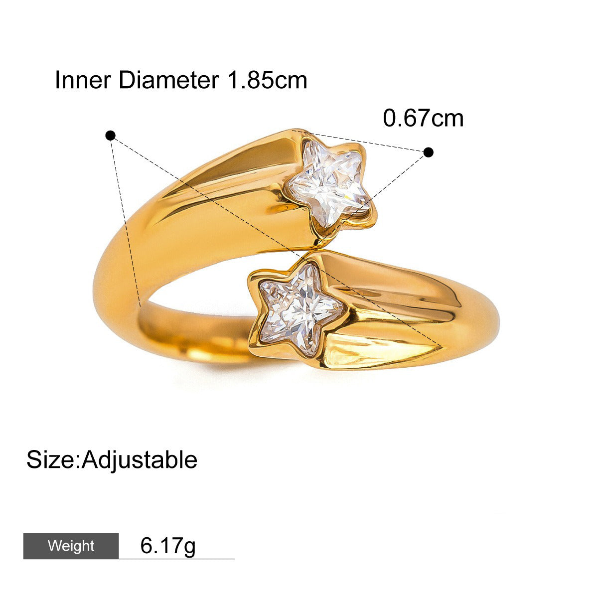 Kaze Geometric Gemstone Ring | 18K Gold Inlaid Statement Ring — 5 Styles Style E-21
