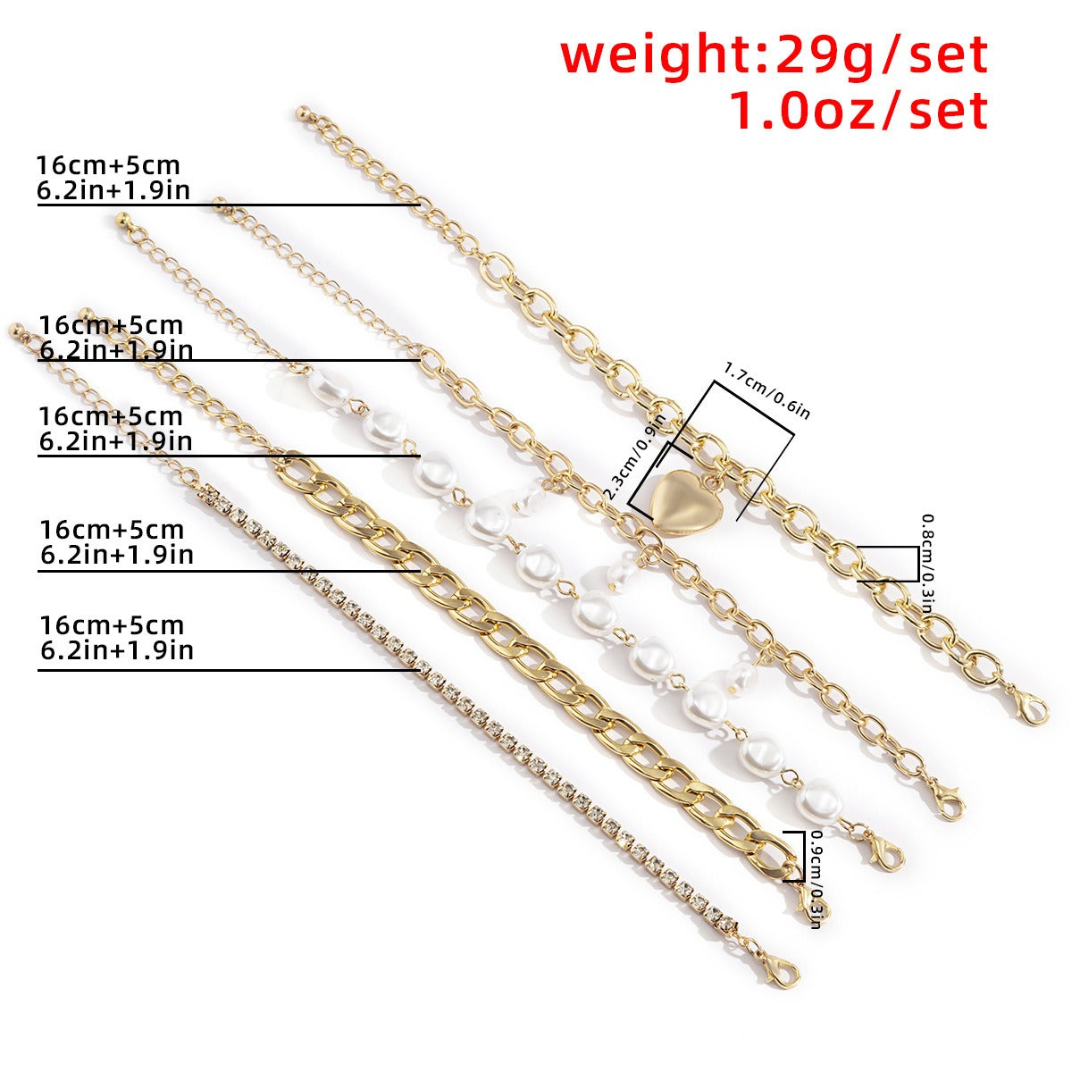 Kaze 18K Gold Baroque Pearl Heart Chain Bracelet | Luxury Baroque Pearl Bracelet