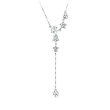 Kaze Pentagram Tassel Necklace | White Gold-Plated Sterling Silver Pendant Necklace