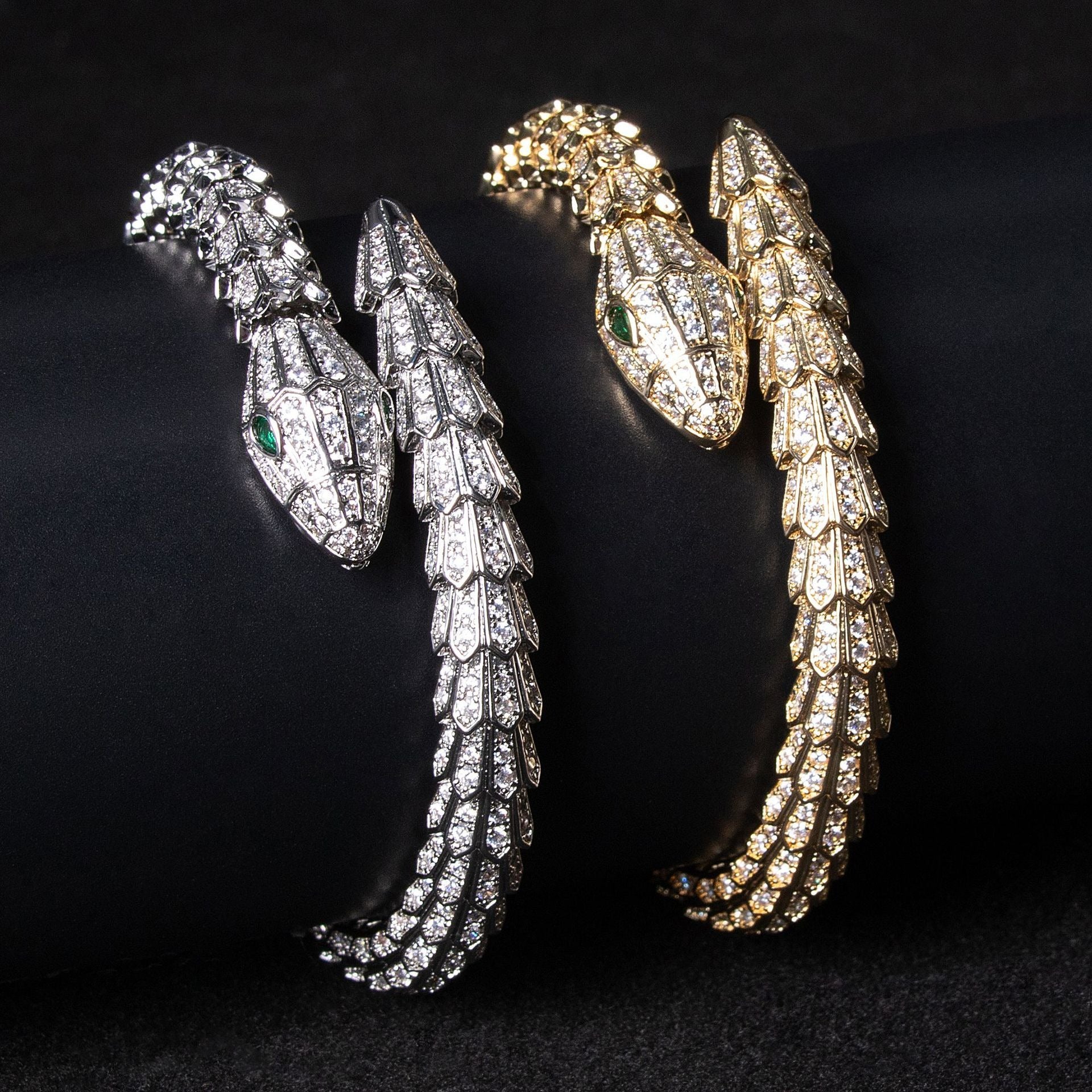 Kaze 18K Gold Snake Bracelet with Coloured Gemstones and Diamonds | Serpent Bracelet in Gold &amp; Silver