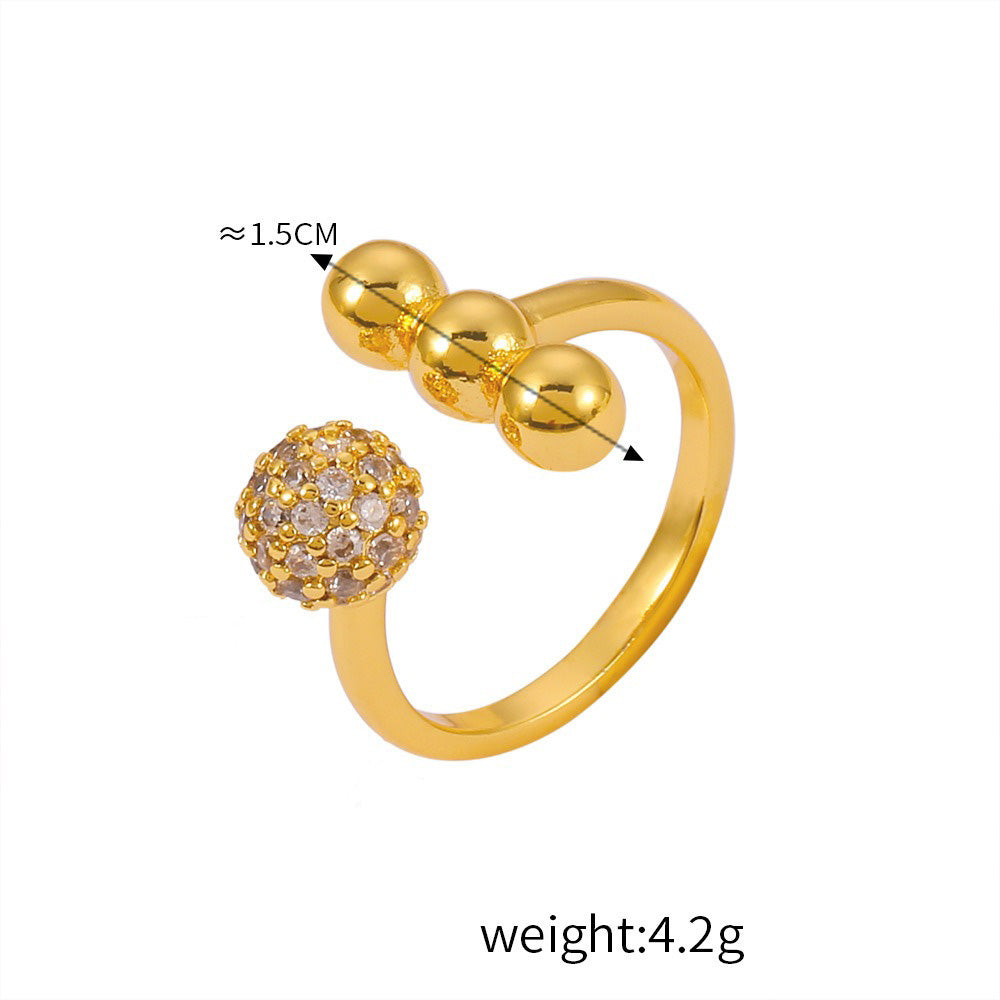 Kaze Diamond-Studded Light Luxury Style Ring | 18K Gold Pin, Ring &amp; Ball Design in 9 Variants