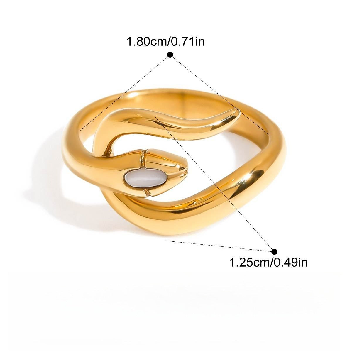 Kaze 18K Gold Snake Ring in Titanium Steel | Serpent Ring in Ring A, B &amp; C Sizes 6–8 US
