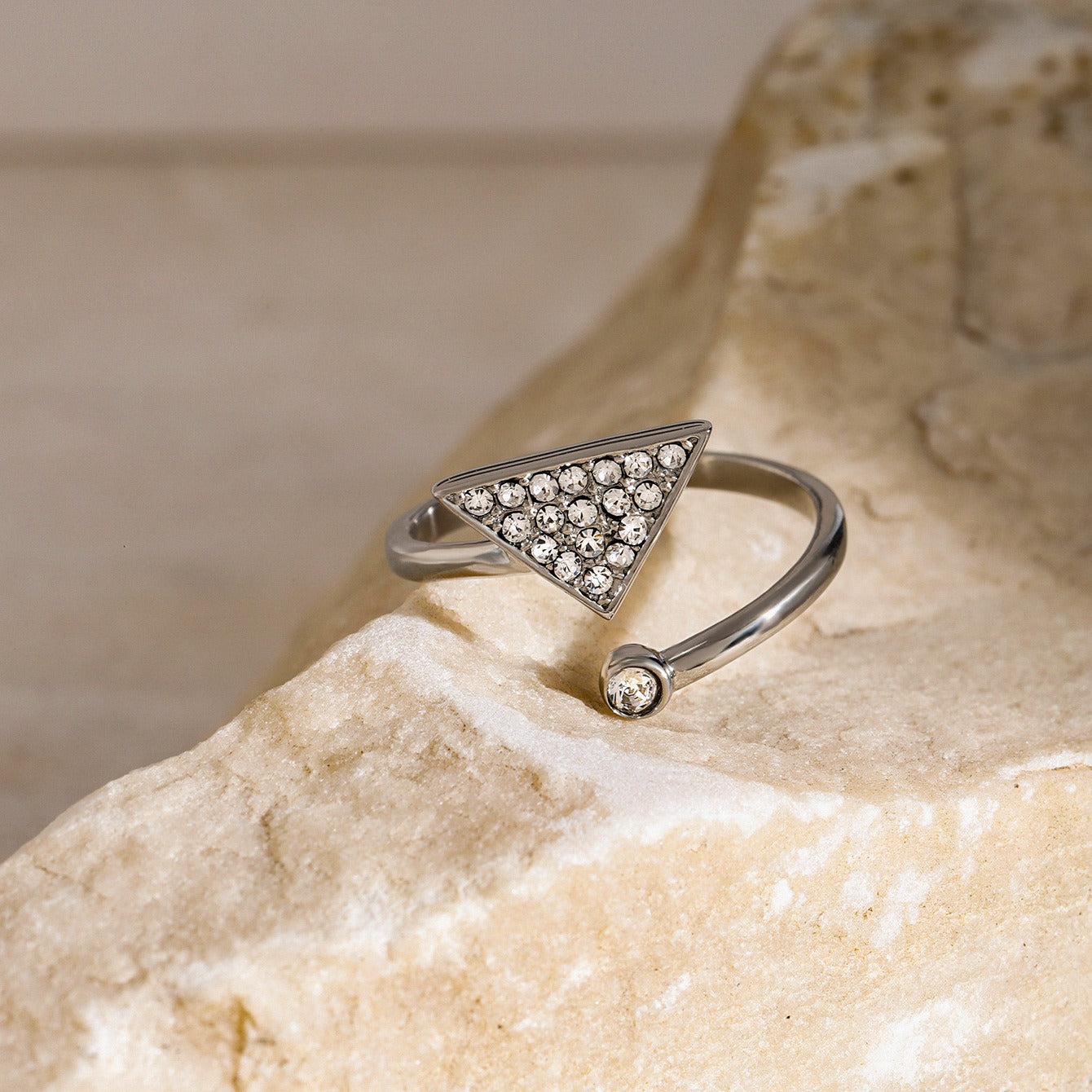 Kaze Personalised Triangular Diamond Ring | 18K Gold Statement Ring in Gold &amp; Silver