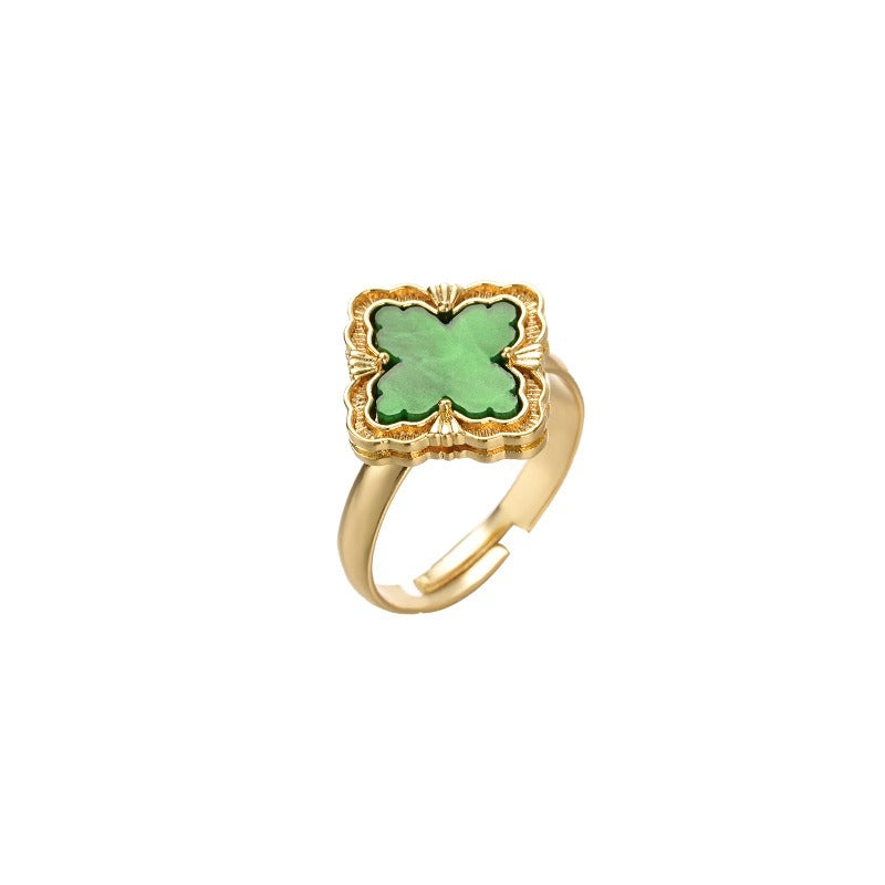 Kaze Four-Leaf Clover Jewellery Set | 18K Gold Necklace, Bracelet, Earrings &amp; Ring