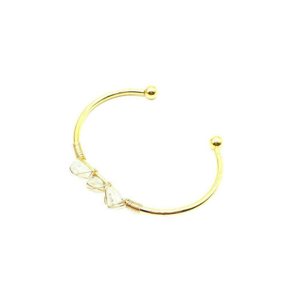 Kaze Braided Natural Gemstone Crystal Bracelet | Handcrafted Adjustable Bracelet with Gold-Plated Accents Aquamarine Gold Plated