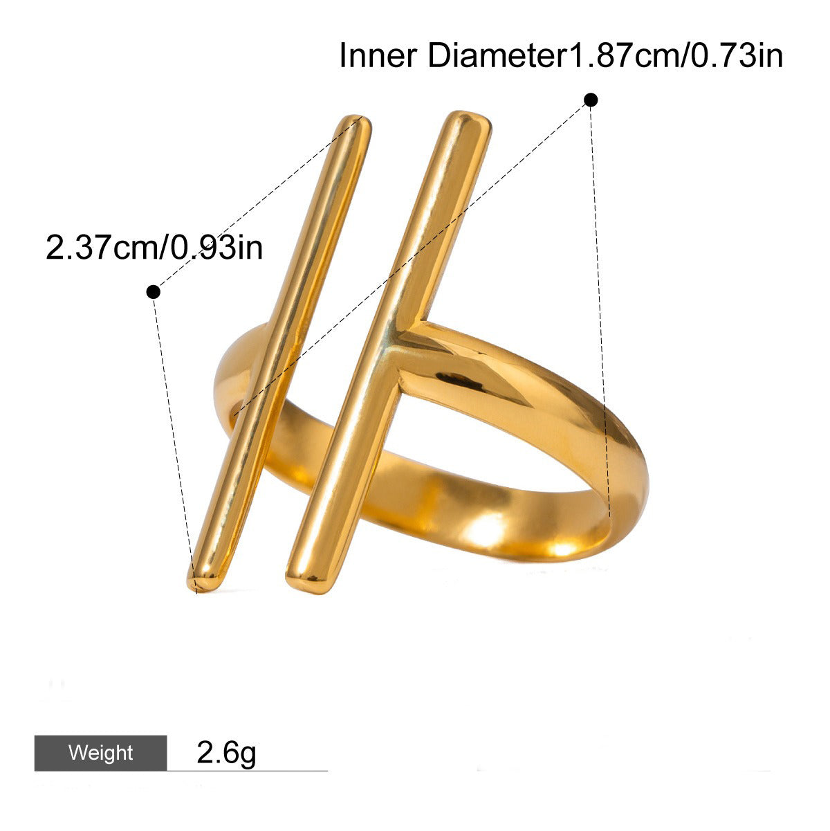 Kaze Luxury Modern Geometric Ring Collection | 18K Gold Ring in 9 Distinct Styles Style I-030