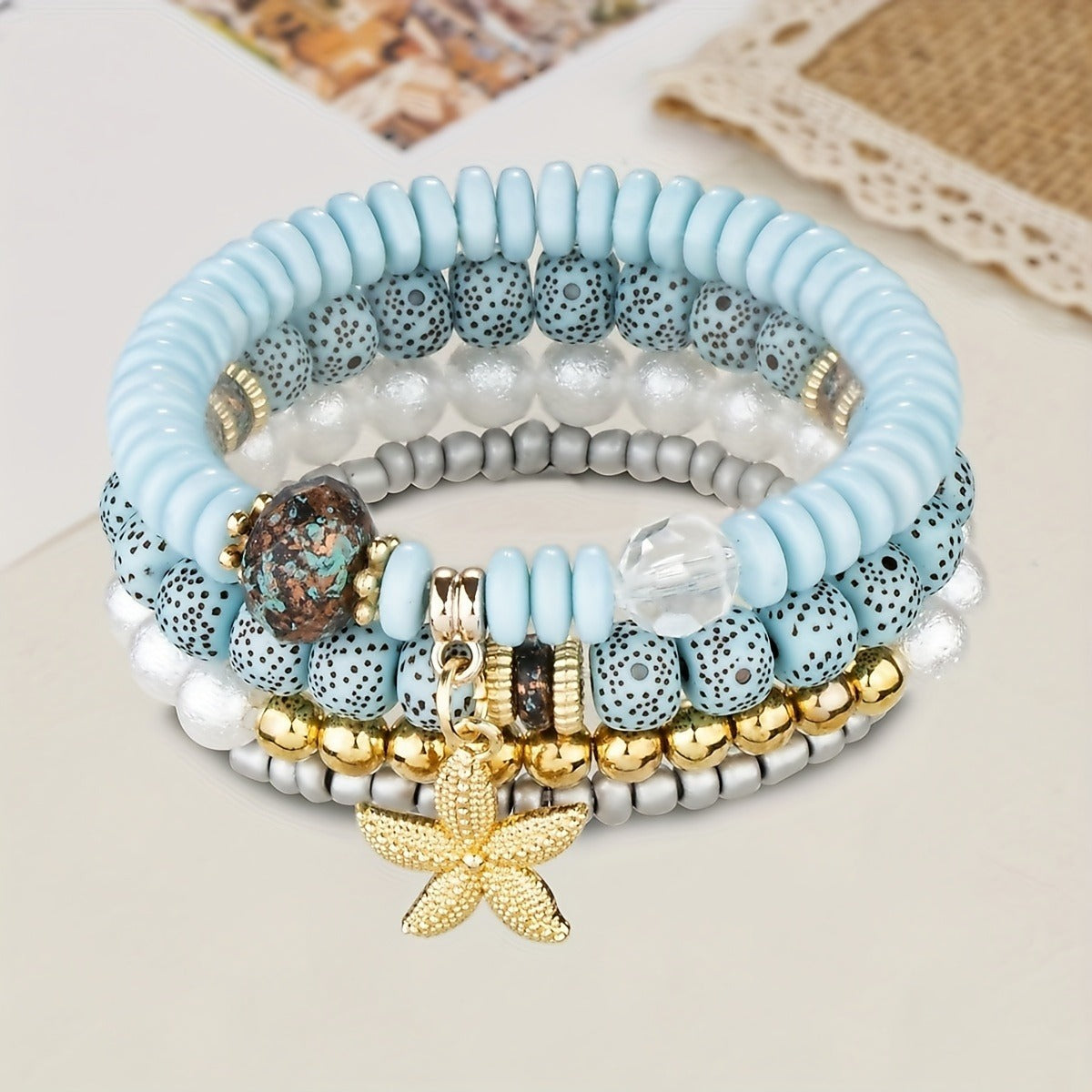 Kaze Multi-Layer Pearl Ethnic Bracelet | Adjustable Pearl Stacking Bracelet for Women Bracelet B