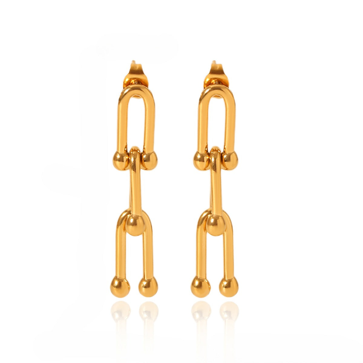 Kaze 18K Gold Horseshoe Chain Bracelet and Earrings Set | Lucky Horseshoe Jewellery in 5 Variants Earrings