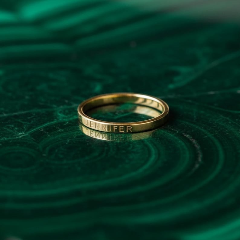 Kaze Customized Engraved Smooth Band Ring | Personalised Name Ring in Silver &amp; Gold Sizes 3–12 US