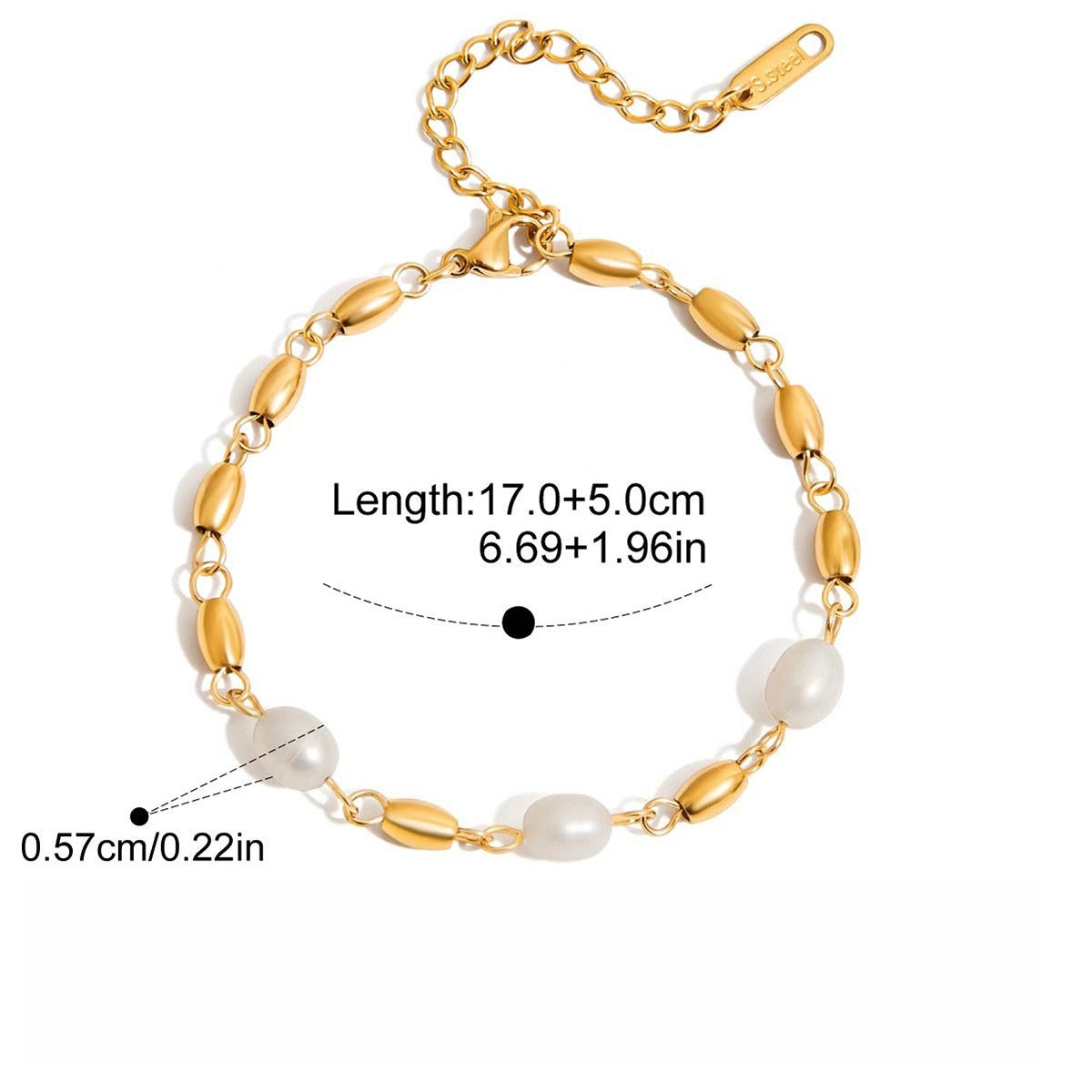 Kaze Pearl &amp; Titanium Bracelet | 18K Gold-Plated Freshwater Pearl Bracelet Bracelet B